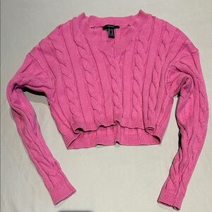 Forever 21 Pink Cable Knit Crop Top Sweater